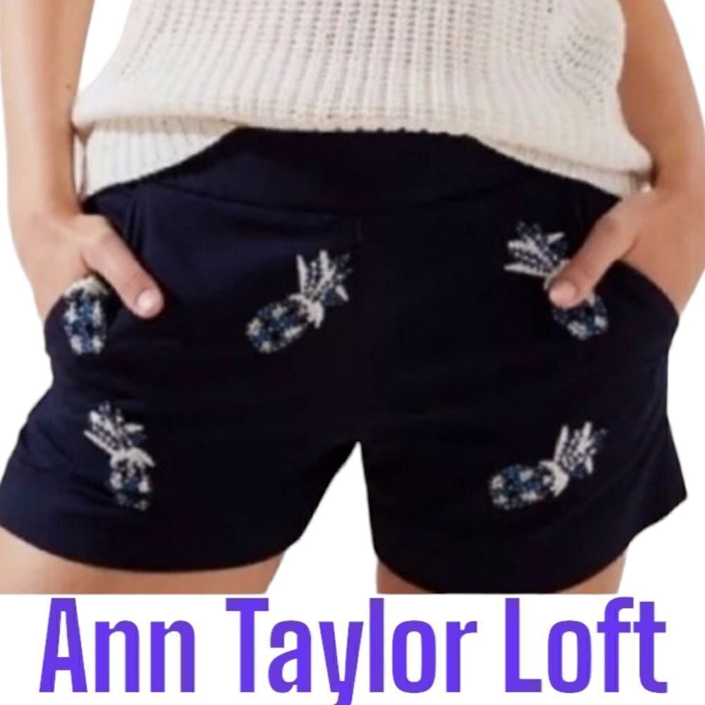 Loft beaded side zip Pineapple Shorts w pockets sz 8